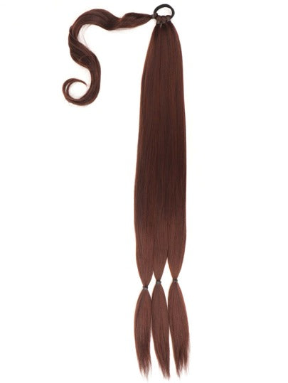 3 EXTENSIÓNES DE CABELLO SINTÉTICO DE COLETA TRENZADA CON ELÁSTICO